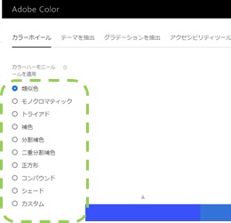 adobe　color　カラーホイール3　カラールール変更　図解